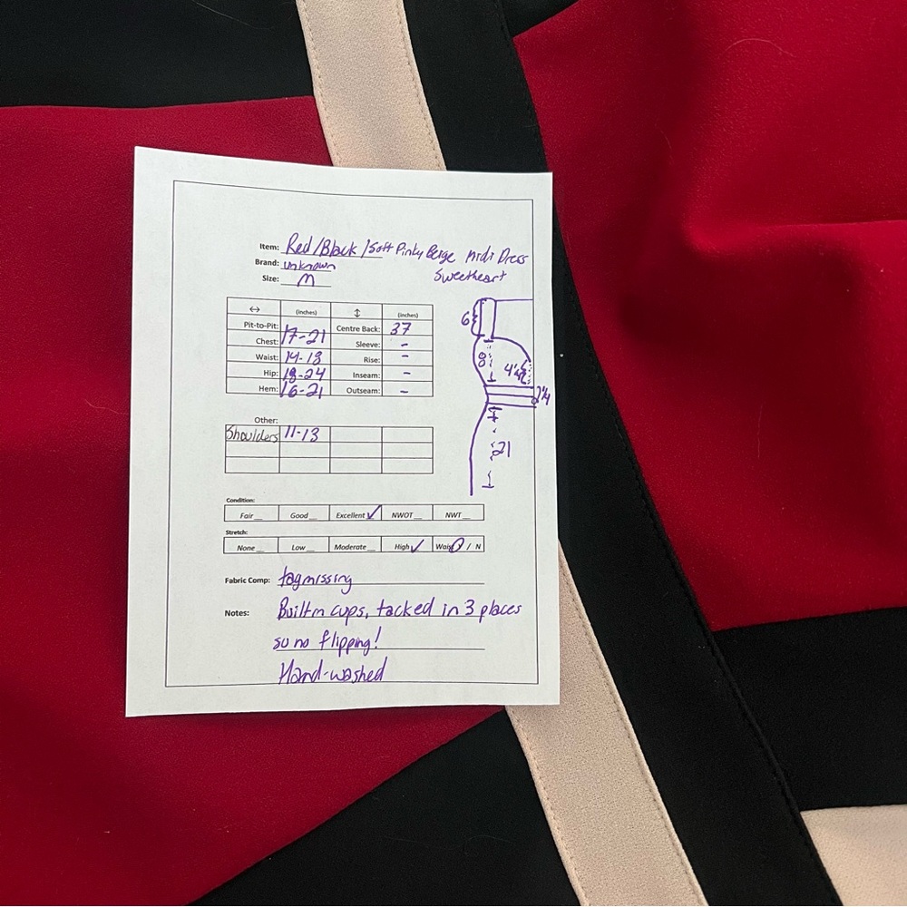 Red/black/beige pin-up style midi dress - Picture 12 of 12